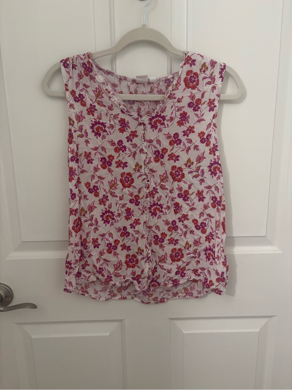 GAP Pink & White Floral Sleeveless Blouse size S